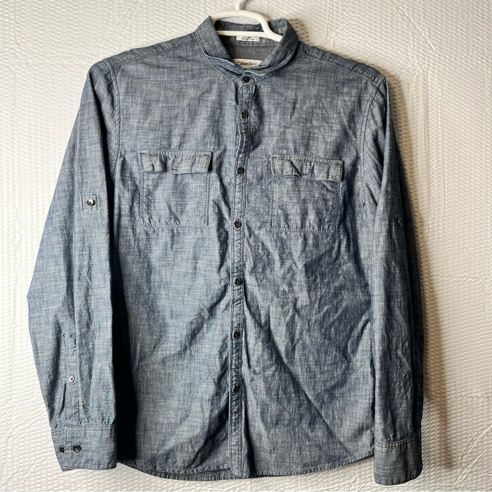 Calvin Klein Body Fit Denim Dress Shirt Size M